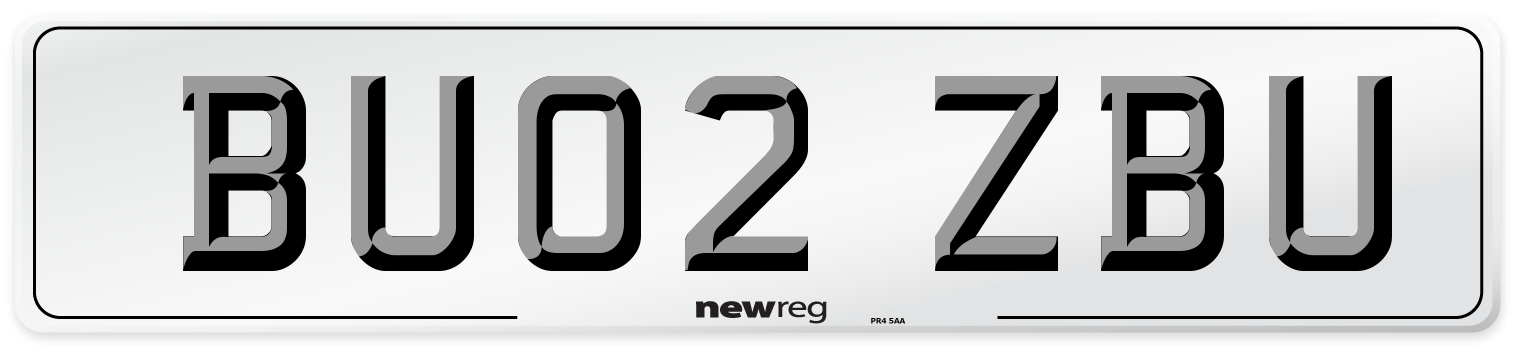 BU02 ZBU Number Plate from New Reg